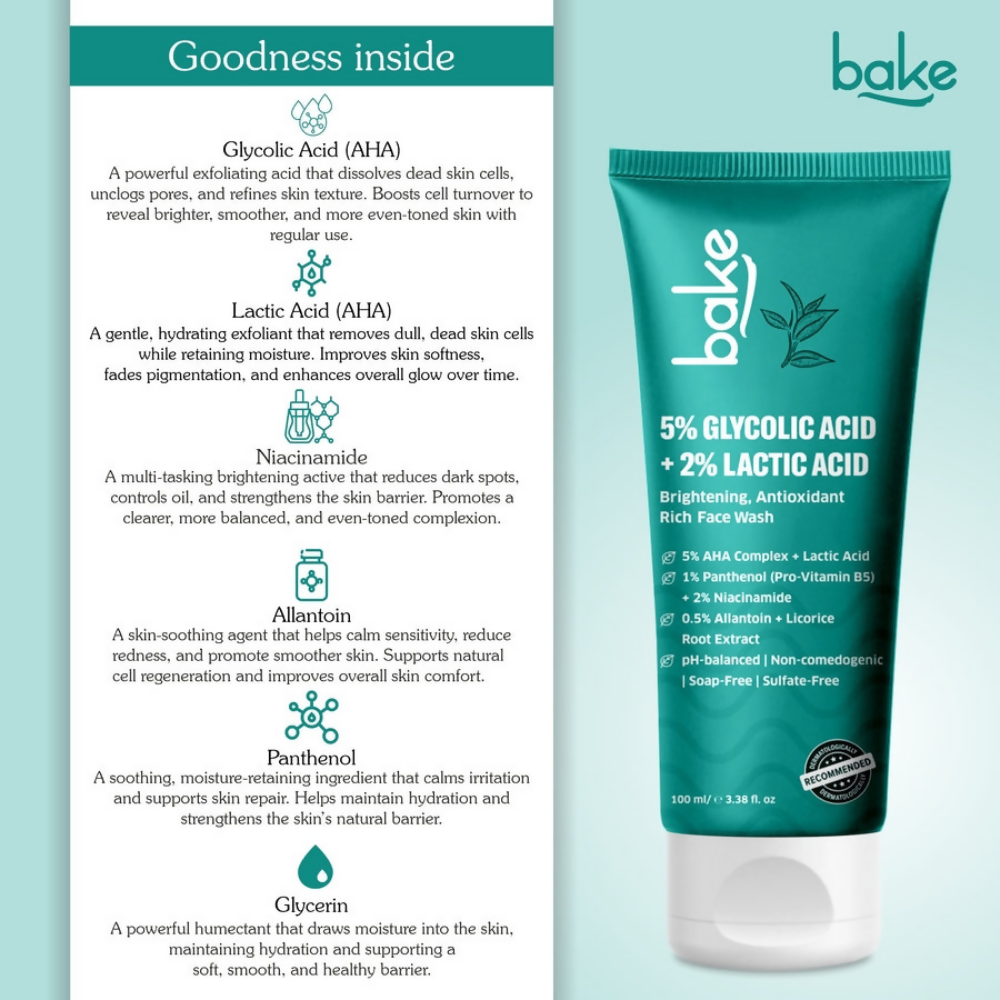 Bake 5% Glycolic Acid + 2% Lactic Acid Daily Face Wash