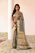Joban Fashion Grey Pure Banarasi Tissue Saree