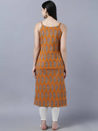 Myshka Stylish Mustard Sleeveless Women's Kurta - Distacart