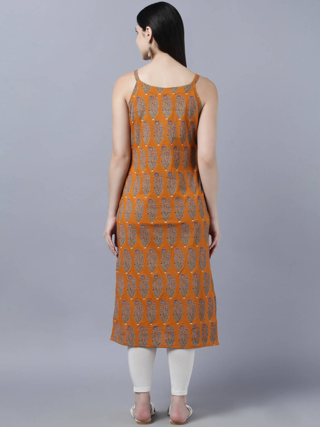 Myshka Stylish Mustard Sleeveless Women's Kurta - Distacart