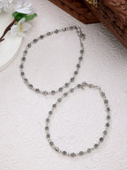 NVR Women's Set of 2 Silver-Plated German Silver Anklets - Distacart