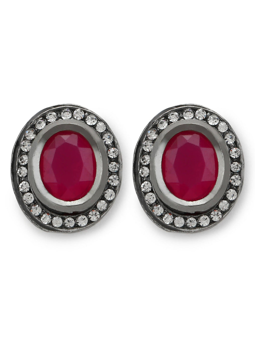 Pink Circular Studs Earrings - Ruby Raang - Distacart
