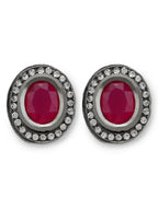 Pink Circular Studs Earrings - Ruby Raang - Distacart