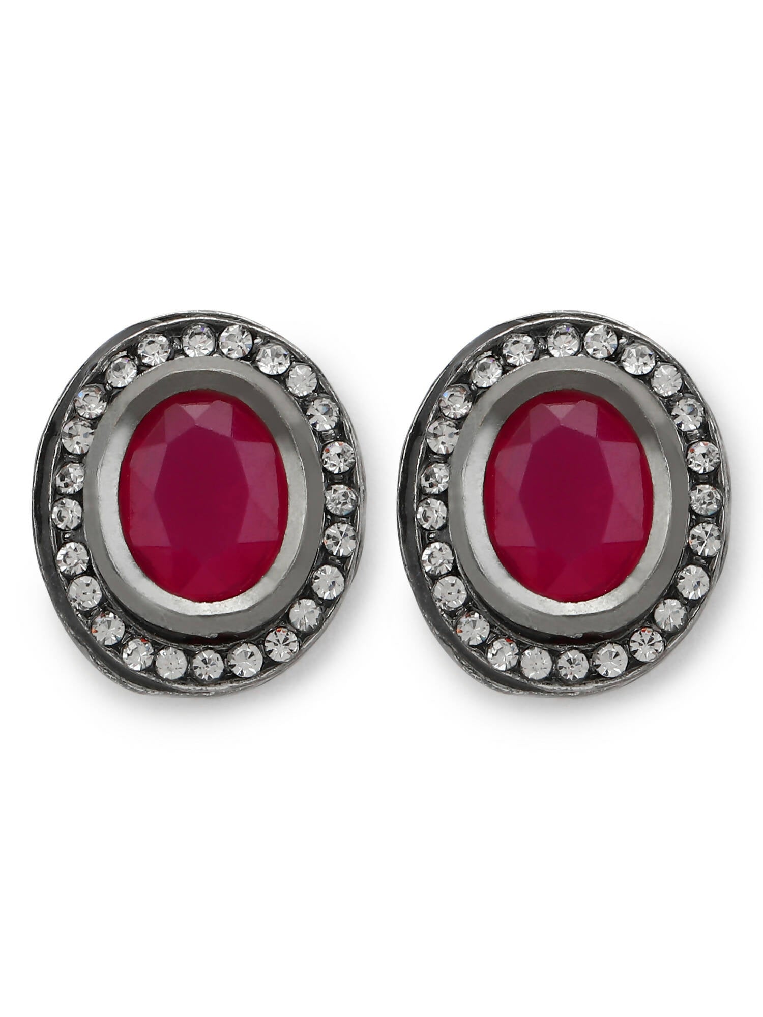 Pink Circular Studs Earrings - Ruby Raang - Distacart