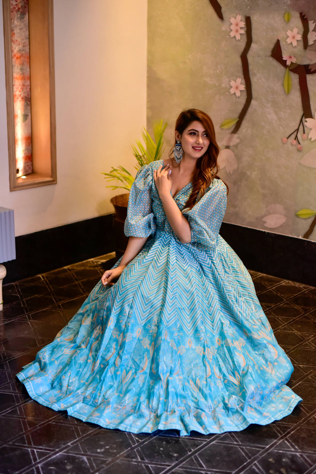 Casual Designer Sky Cotton Silk Gown - Anbazaar - Distacart