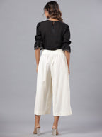 Juniper Black Floral Printed Rayon Flex Crop Top With Thread Embroidery - Distacart