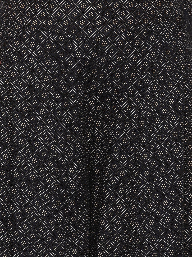 Juniper Black Geometric Printed Rayon Flared Women Palazzo With One Pocket - Distacart