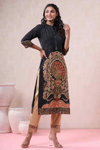 Juniper Black Liva Rayon Printed Straight Kurta - Distacart