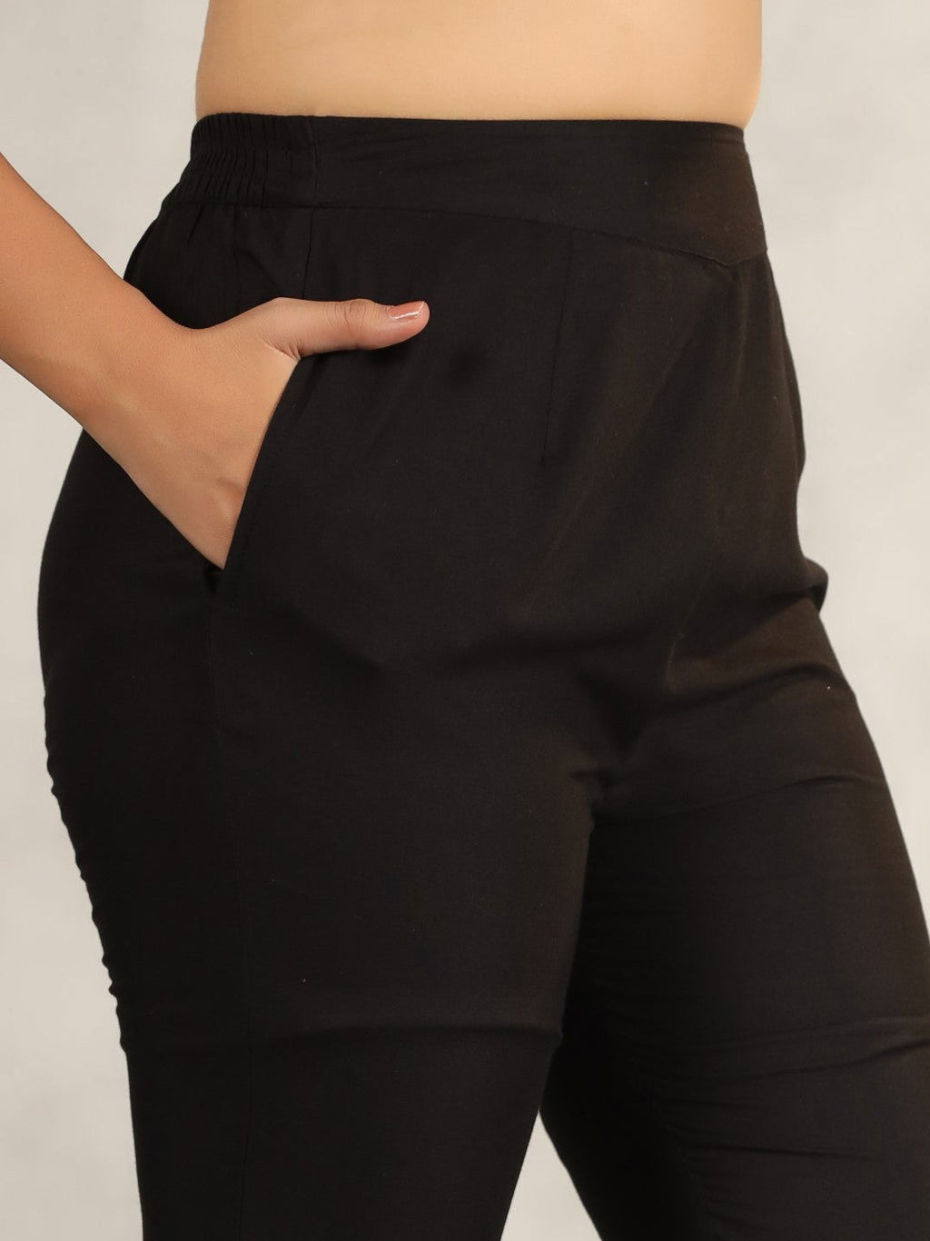 Juniper Women's Black Modal Rayon Women Partially Elasticated Bell Bottom Pants With Single Side Pocket