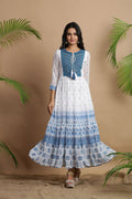 Juniper Blue Georgette Printed Maxi Dress - Distacart