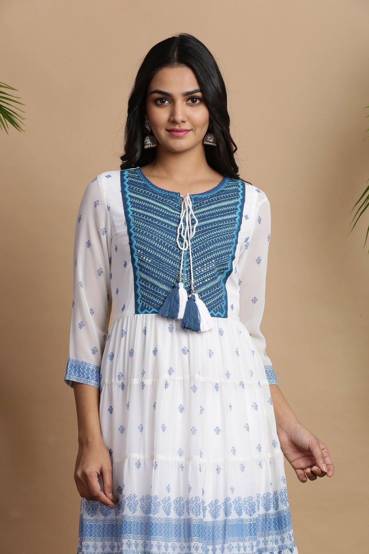 Juniper Blue Georgette Printed Maxi Dress - Distacart