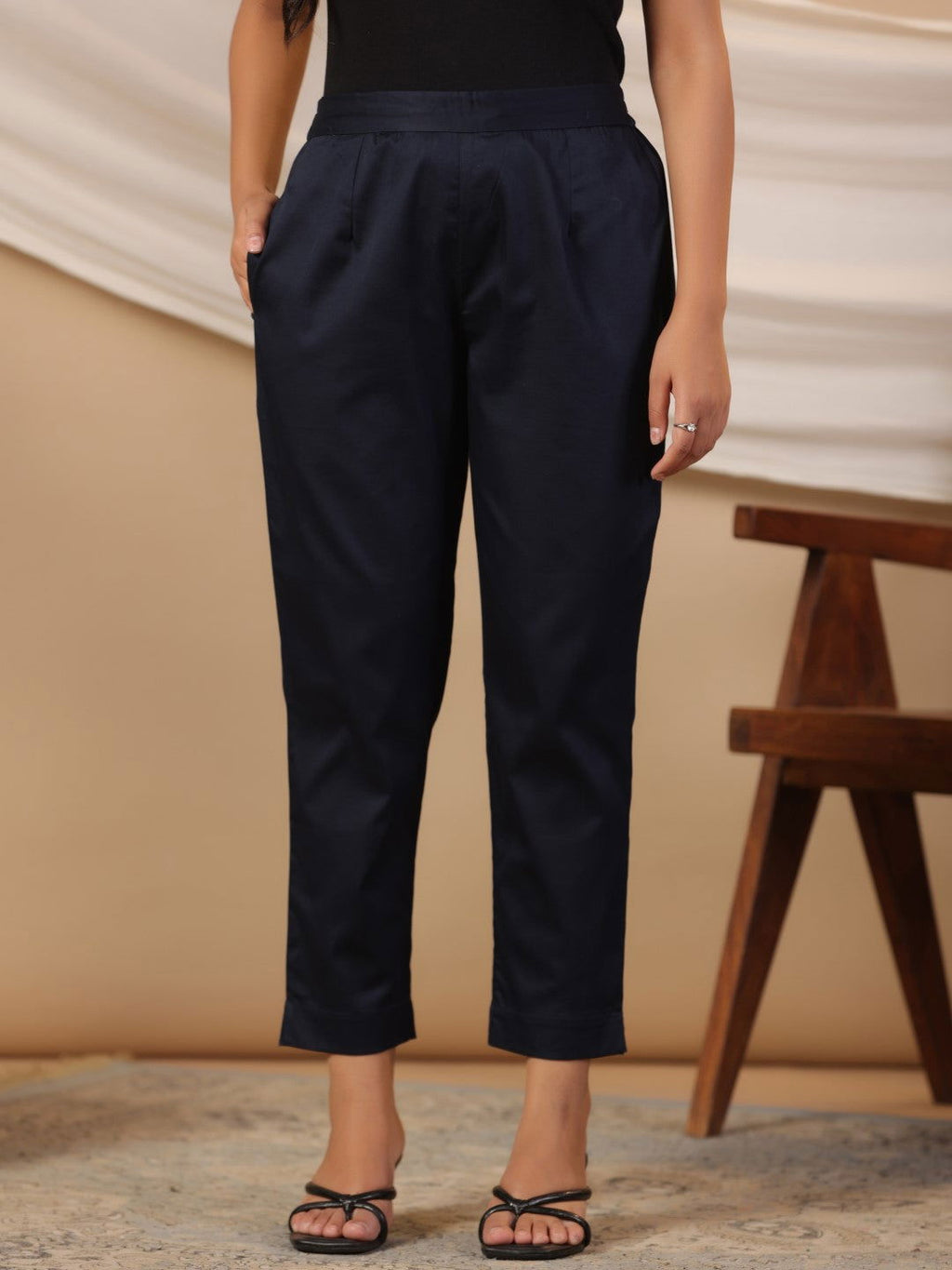 Juniper Blue Solid Lycra Women Drawstring Pants With Single Side Pocket - Distacart