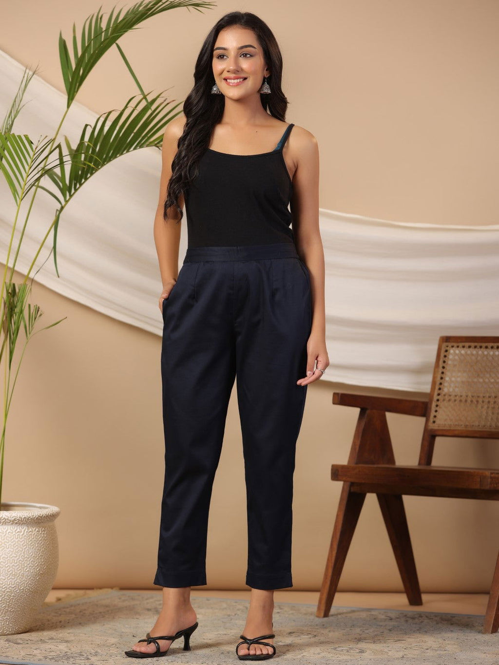 Juniper Blue Solid Lycra Women Drawstring Pants With Single Side Pocket - Distacart