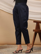 Juniper Blue Solid Lycra Women Drawstring Pants With Single Side Pocket - Distacart