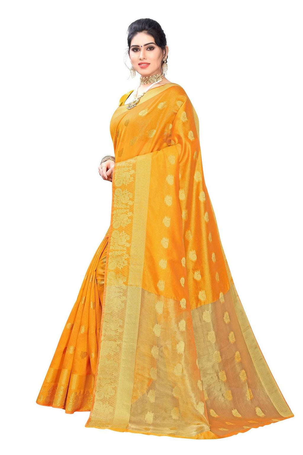 Vamika Banarasi Jacquard Weaving Yellow Saree