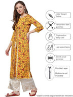 Ahalyaa Women's Mustard Crepe Digital Printed Kurta