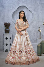 Kesar Fab Purple Silk Embroidered Lehenga