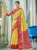 Shree Shyam Fashion Linen Cotton Yellow Saree - Distacart