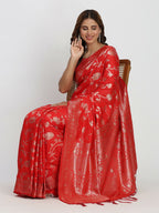Shree Shyam Fashion Banarasi Silk Red Saree - Distacart