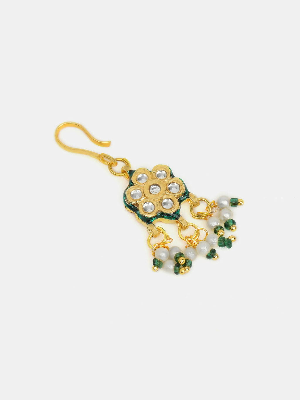 Ruby Raang Hair Brooch With Flower Kundan Pearl