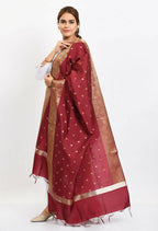 Mominos Fashion Moeza Women's Banarsi Silk Woven Design Maroon Dupatta - Distacart