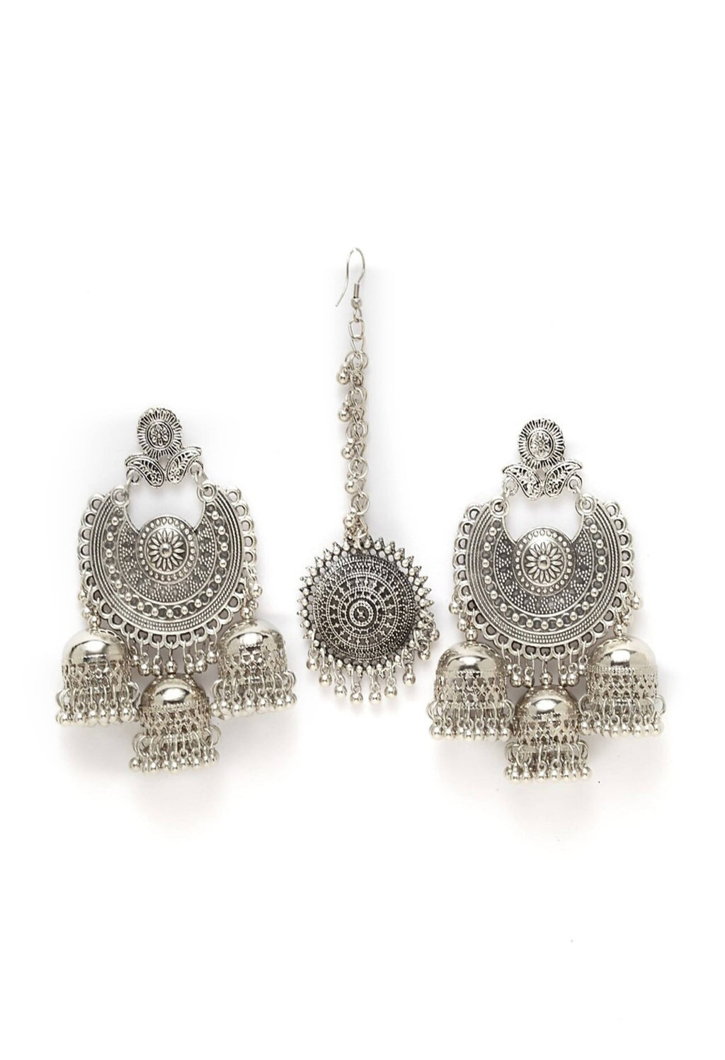 Mominos Fashion Johar Kamal Beautiful Jhumkas With Maang Tikka Earrings - Distacart