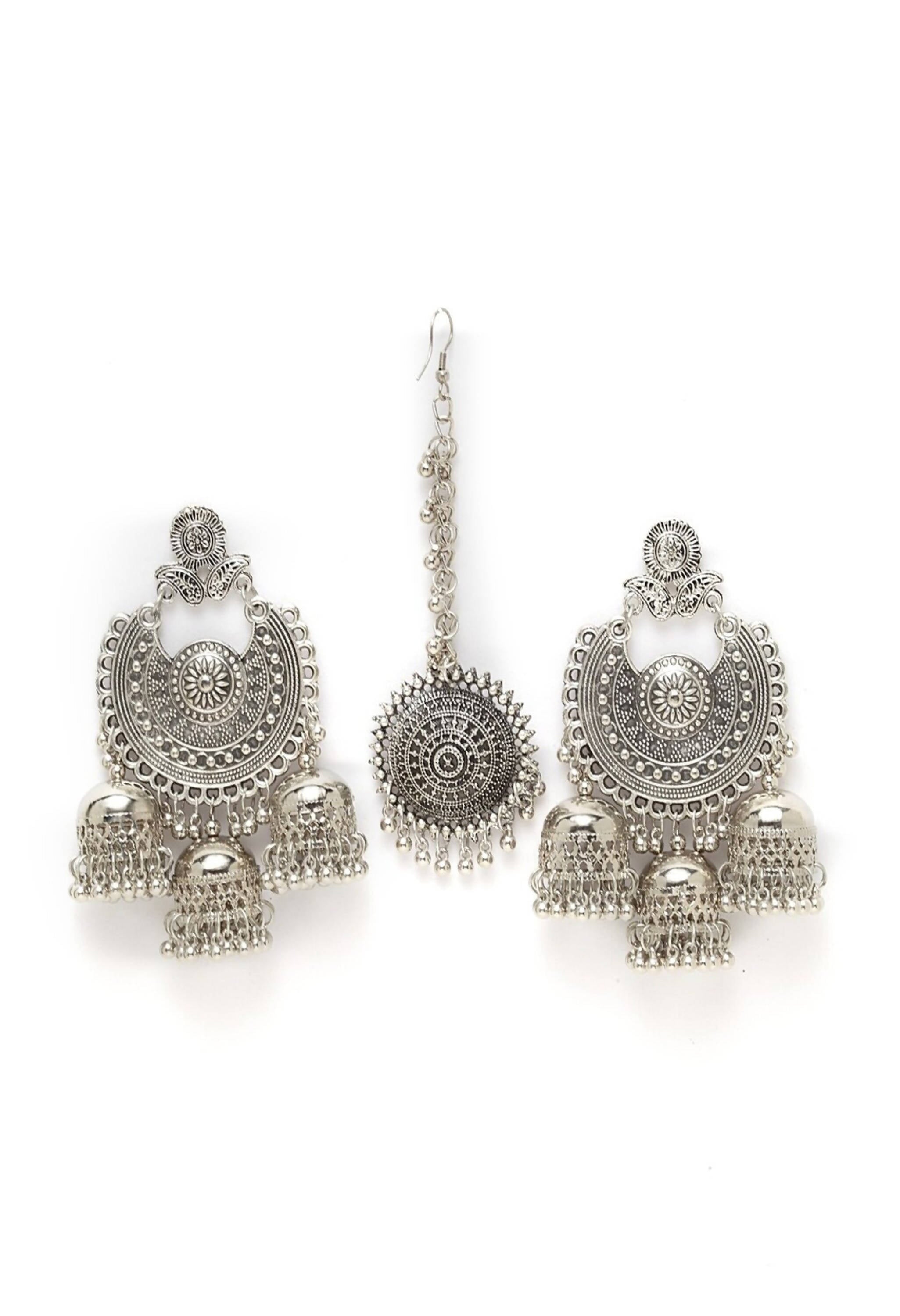 Mominos Fashion Johar Kamal Beautiful Jhumkas With Maang Tikka Earrings - Distacart
