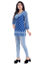 Snehal Creations Royal Blue Faux Crepe Short Kurti Tunic Top