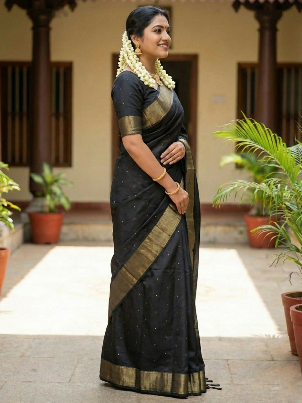Shree Shyam Fashion Black Soft Silk Saree - Distacart