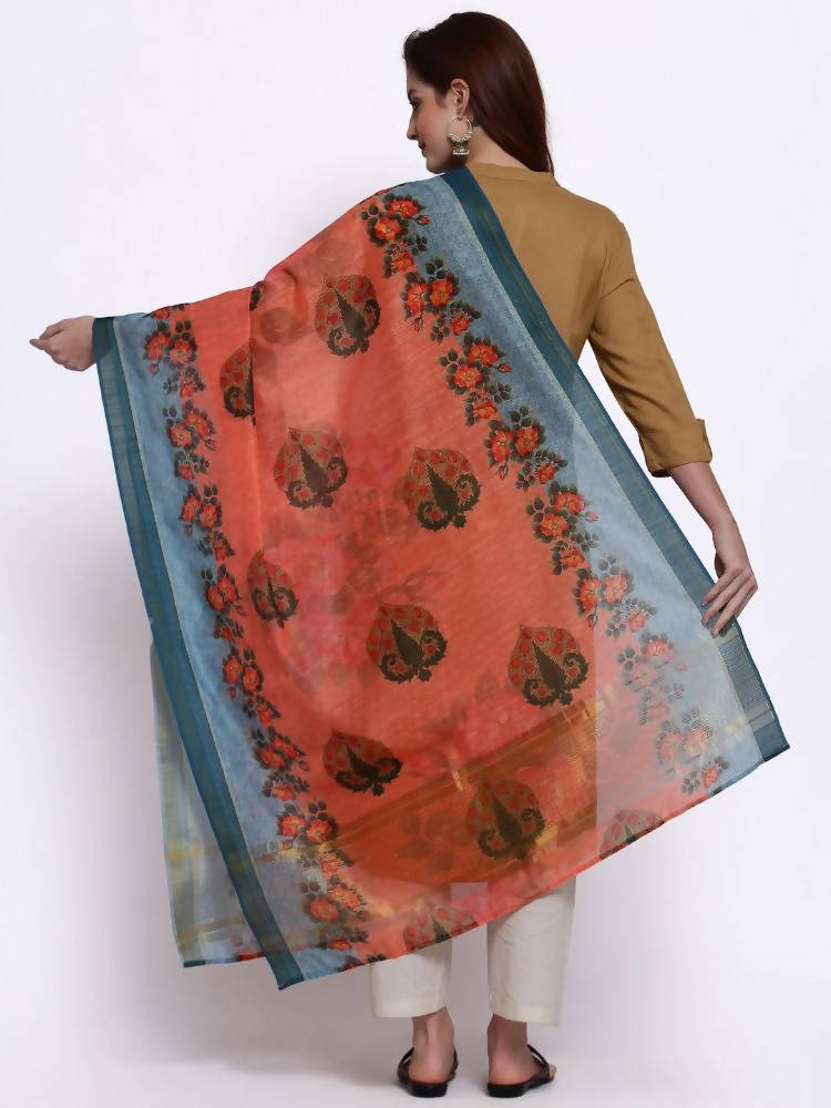 Myshka Women's Traditional Multi Cotton Silk Printed Casual Dupatta