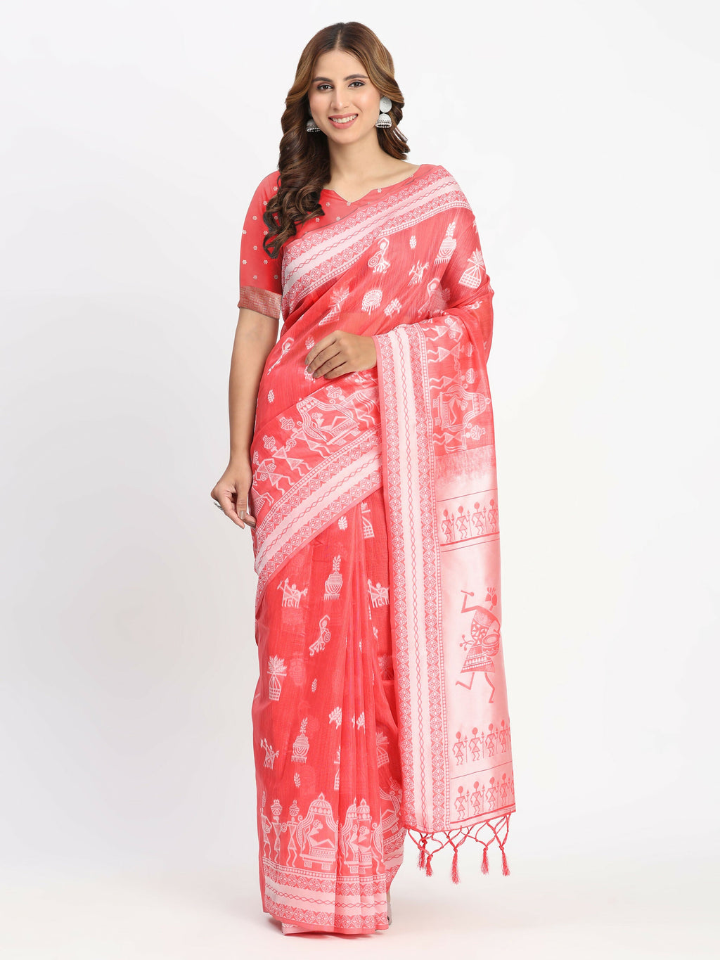Shree Shyam Fashion Linen Cotton Sky Blue Saree - Distacart