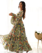 Teeya Creation Sky Blue Color Digital Print Faux Georgette Anarkali Maxi