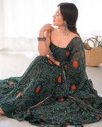 Teeya Creation Green Color Digital Print Soft Chiffon Anarkali With Dupatta