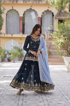 Teeya Creation Blue Color Faux georgette Heavy Embroidery Work Fully Stitched Palazzo