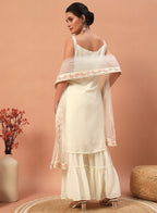 Teeya Creation Cream Color Faux georgette Heavy Embroidery Work Fully Stitched Sharara Set - Distacart