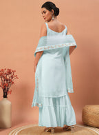 Teeya Creation Sky Color Faux georgette Heavy Embroidery Work Fully Stitched Sharara Set - Distacart