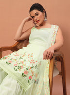 Teeya Creation Pista Color Faux georgette Heavy Embroidery Work Fully Stitched Sharara Set - Distacart