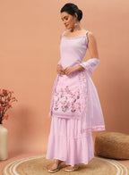 Teeya Creation Pink Color Faux georgette Heavy Embroidery Work Fully Stitched Sharara Set - Distacart