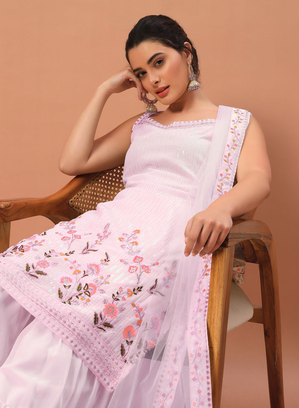 Teeya Creation Pink Color Faux georgette Heavy Embroidery Work Fully Stitched Sharara Set - Distacart