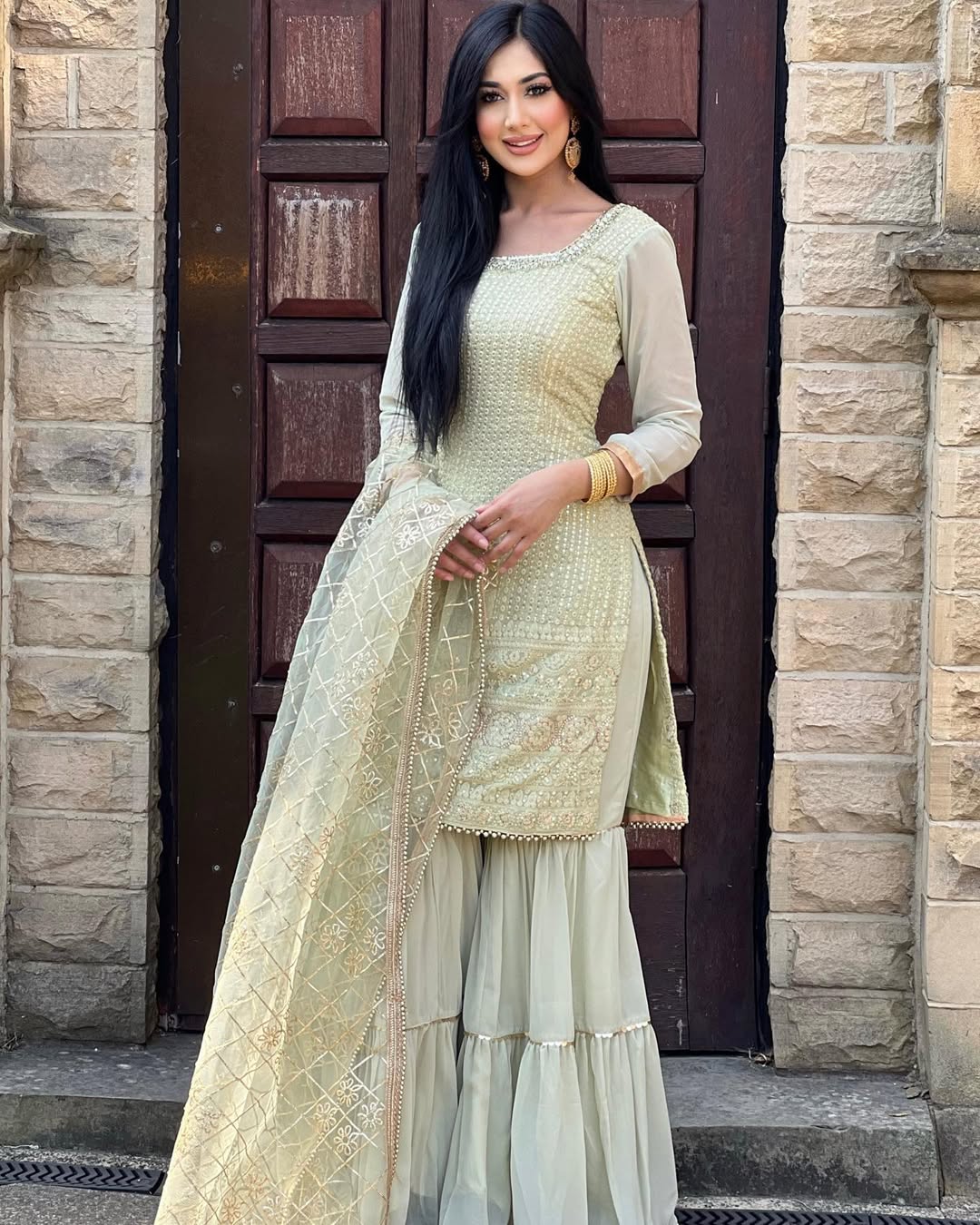 Teeya Creation Pista Colour Chinon Silk Heavy Embroidery Work Fully Stitched Salwar Suit - Distacart