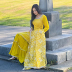 Teeya Creation Yellow Colour Chinon Silk Heavy Embroidery Work Fully Stitched Salwar Suit - Distacart