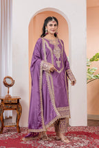 Teeya Creation Lavender Color Chinon Silk Heavy Embroidery Work Fully Stitched Salwar Suit - Distacart