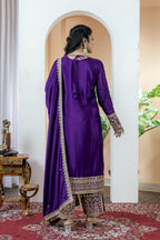 Teeya Creation Purple Color Chinon Silk Heavy Embroidery Work Fully Stitched Salwar Suit - Distacart