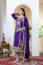 Teeya Creation Purple Color Chinon Silk Heavy Embroidery Work Fully Stitched Salwar Suit - Distacart