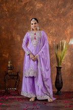 Teeya Creation Lavender Color Chinon Silk Heavy Embroidery Work Fully Stitched Salwar Suit - Distacart