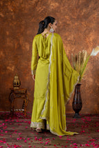 Teeya Creation Olive Color Chinon Silk Heavy Embroidery Work Fully Stitched Salwar Suit - Distacart