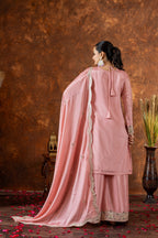 Teeya Creation Peach Color Chinon Silk Heavy Embroidery Work Fully Stitched Salwar Suit - Distacart