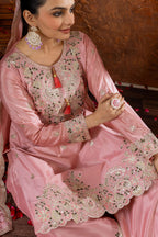 Teeya Creation Peach Color Chinon Silk Heavy Embroidery Work Fully Stitched Salwar Suit - Distacart