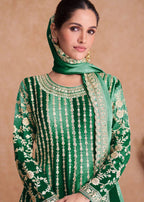 Teeya Creation Multi Colour Chinon Silk Heavy Embroidery Sequence Work Fully Stitched Salwar Suit
