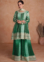 Teeya Creation Multi Colour Chinon Silk Heavy Embroidery Sequence Work Fully Stitched Salwar Suit